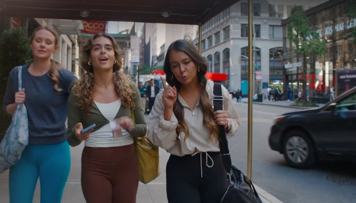 Sophie, Claire and Jenny on the street